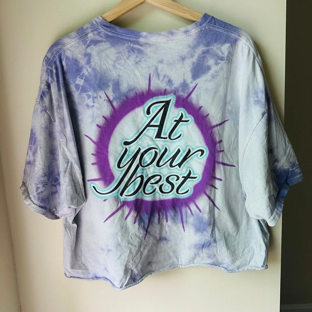 Aaliyah Graphic Tie Dye Cropped T-Shirt Purple White At‎ Your Best Womens XL - Picture 6 of 6